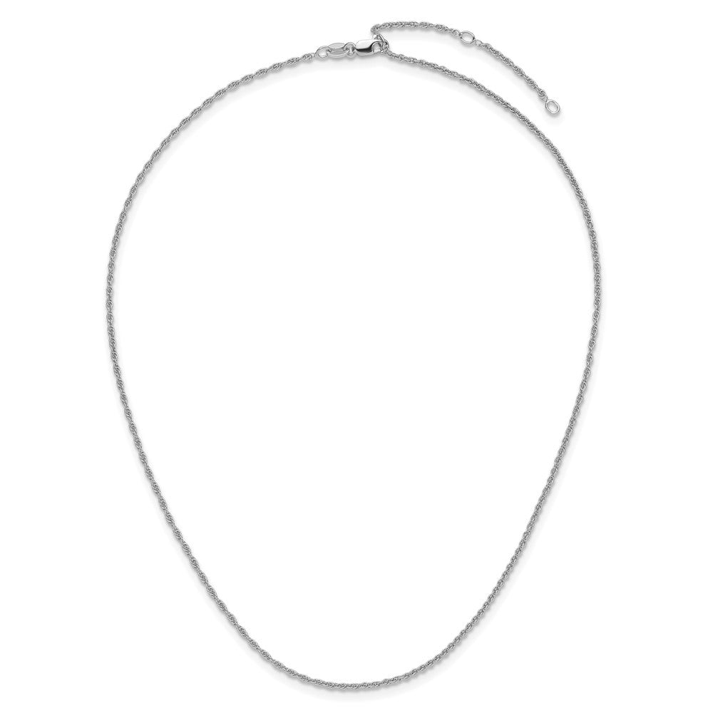 18 Inch Sterling Silver Rh Plt 1.35mm Loose Rope 1In+1In Adjustable Chain Necklace