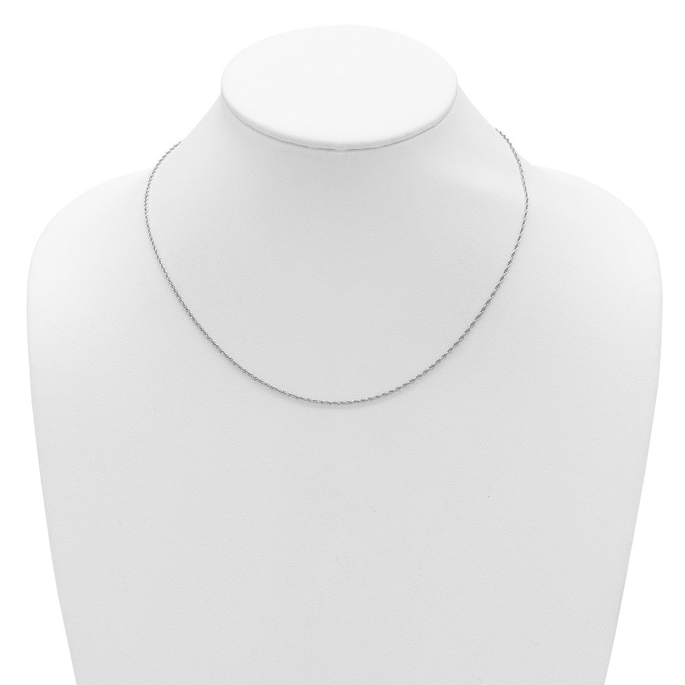 18 Inch Sterling Silver Rh Plt 1.35mm Loose Rope 1In+1In Adjustable Chain Necklace