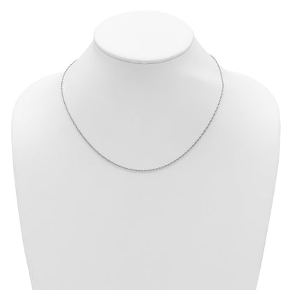 18 Inch Sterling Silver Rh Plt 1.35mm Loose Rope 1In+1In Adjustable Chain Necklace