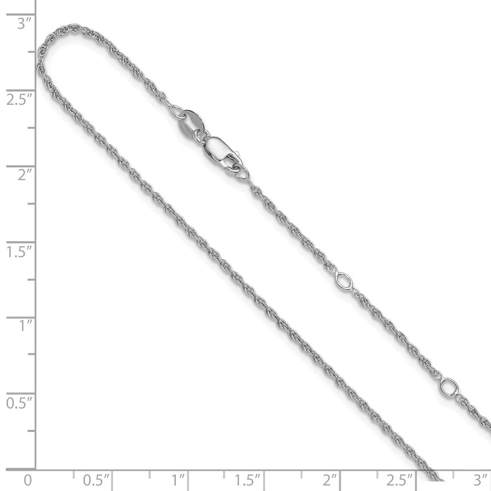 18 Inch Sterling Silver Rh Plt 1.35mm Loose Rope 1In+1In Adjustable Chain Necklace