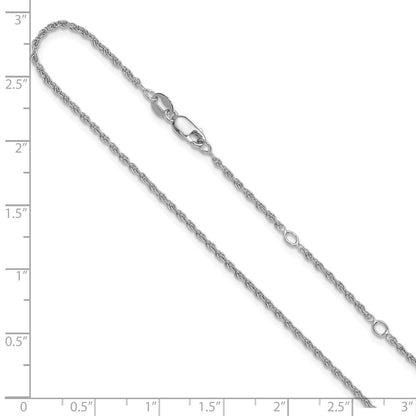 18 Inch Sterling Silver Rh Plt 1.35mm Loose Rope 1In+1In Adjustable Chain Necklace