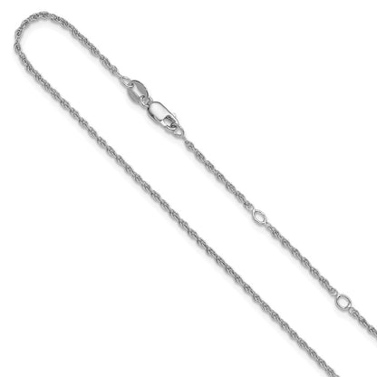 18 Inch Sterling Silver Rh Plt 1.35mm Loose Rope 1In+1In Adjustable Chain Necklace