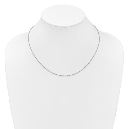 18 Inch Sterling Silver Rh Plt 1.55mm Loose Rope 1In+1In Adjustable Chain Necklace