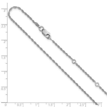 18 Inch Sterling Silver Rh Plt 1.55mm Loose Rope 1In+1In Adjustable Chain Necklace