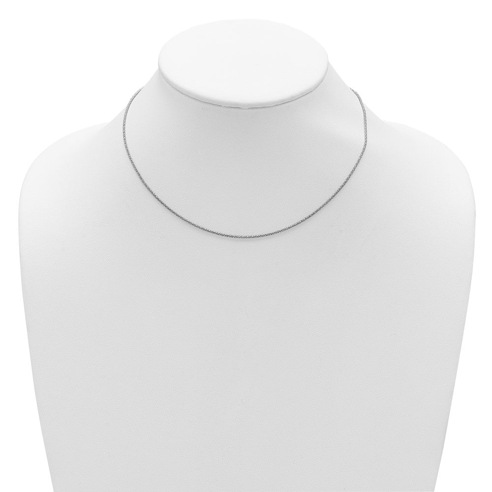 18 Inch Sterling Silver Rh Plt 1.2mm D/C Popcorn 1In+1In Adjustable Chain Necklace