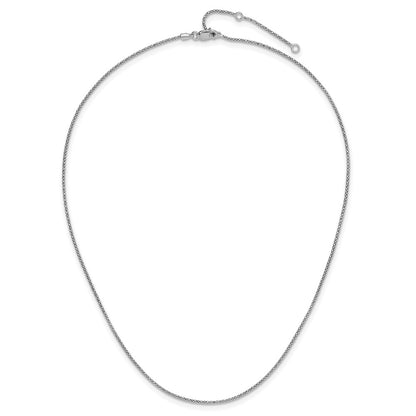 18 Inch Sterling Silver Rh Plt 1.2mm D/C Popcorn 1In+1In Adjustable Chain Necklace