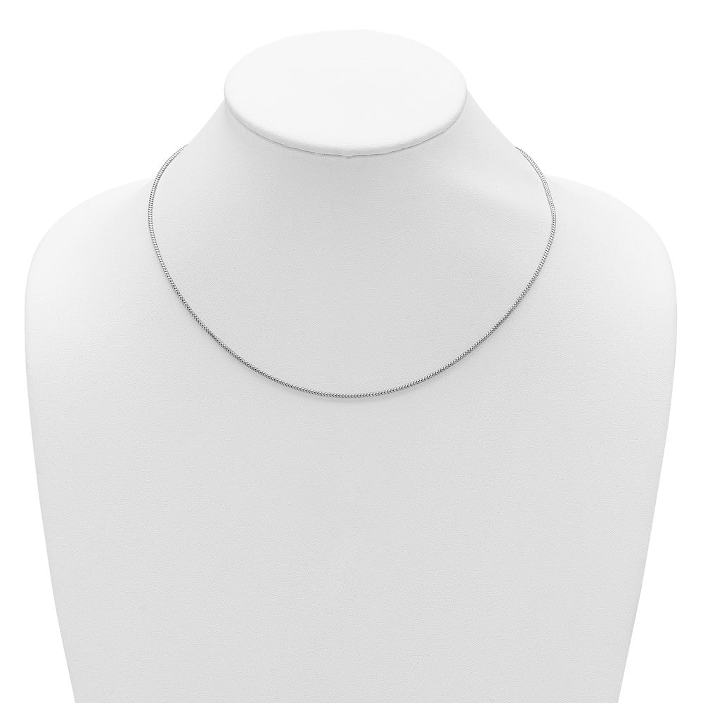 18 Inch Sterling Silver Rh Plt 1.4mm Popcorn 1In+1In Adjustable Chain Necklace