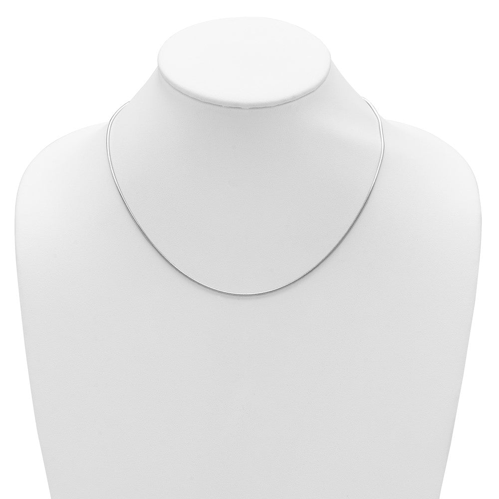 18 Inch Sterling Silver Ss Rh Plat 1.4mm Round Snake 1In+1In Adjustable Chain Necklace