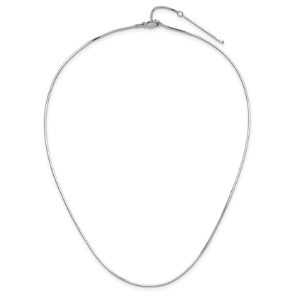 Sterling Silver Ss Rh Plated 1mm D/C Square Snake 1In+1In Adjustable Chain