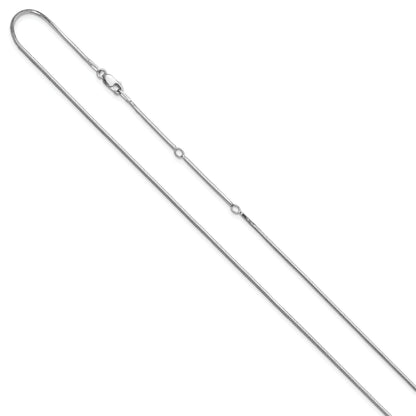 Sterling Silver Ss Rh Plated 1.2mm D/C Square Snake 1In+1In Adjustable Chain