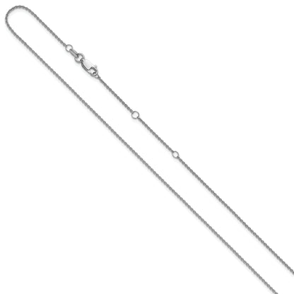 18 Inch Sterling Silver Rh Plated 1.35mm Rolo 1In+1In Adjustable Chain Necklace