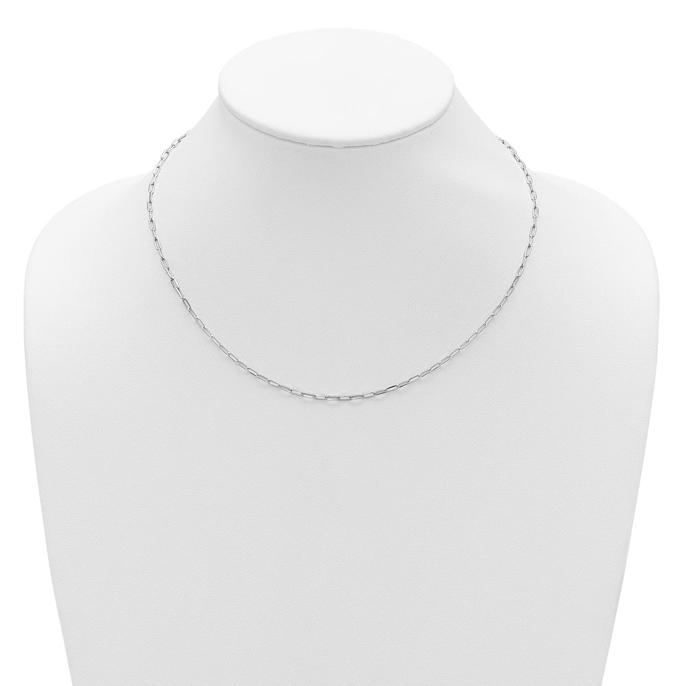 18 Inch Sterling Silver Rh Plt 2.3mm Paperclip 1In+1In Adjustable Chain Necklace