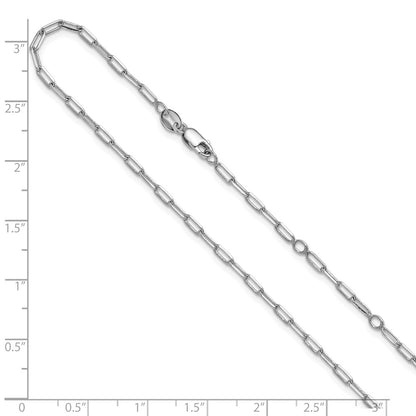 18 Inch Sterling Silver Rh Plt 2.3mm Paperclip 1In+1In Adjustable Chain Necklace