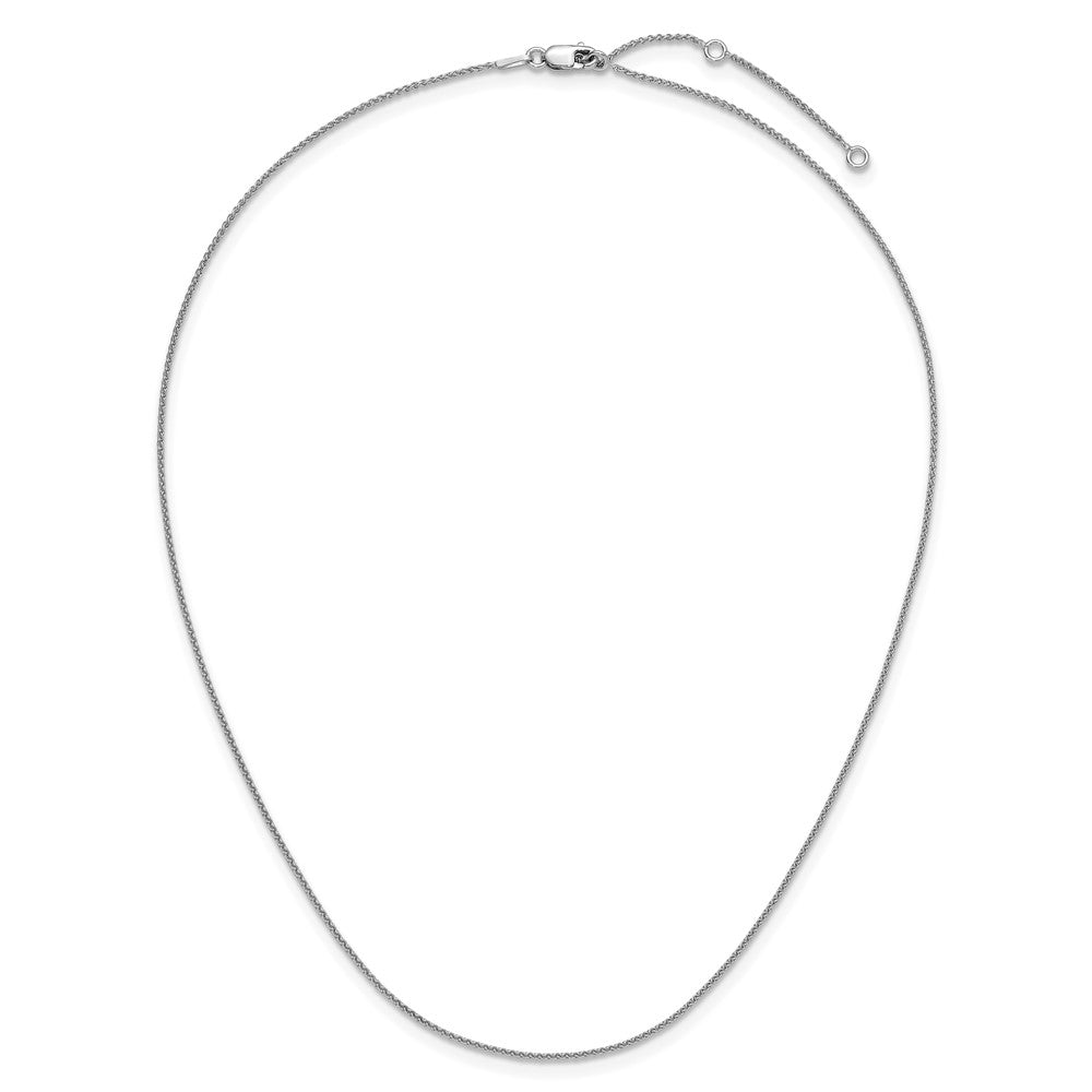 18 Inch Sterling Silver Rh Plated 1mm Spiga 1In+1In Adjustable Chain Necklace