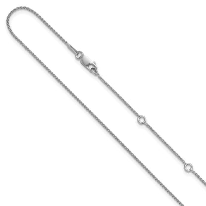 18 Inch Sterling Silver Rh Plated 1mm Spiga 1In+1In Adjustable Chain Necklace