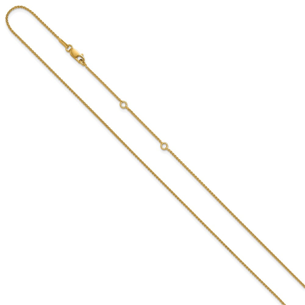 18 Inch Gold Plated Sterling Silver 1mm Spiga 1In+1In Adjustable Chain Necklace