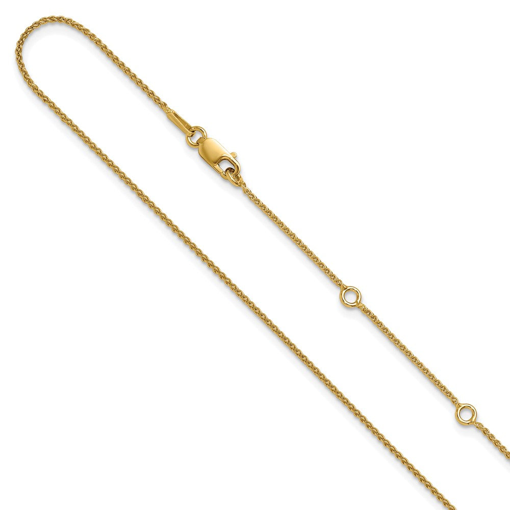 18 Inch Gold Plated Sterling Silver 1mm Spiga 1In+1In Adjustable Chain Necklace