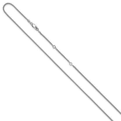 18 Inch Sterling Silver Rh Plated 1.5mm Spiga 1In+1In Adjustable Chain Necklace