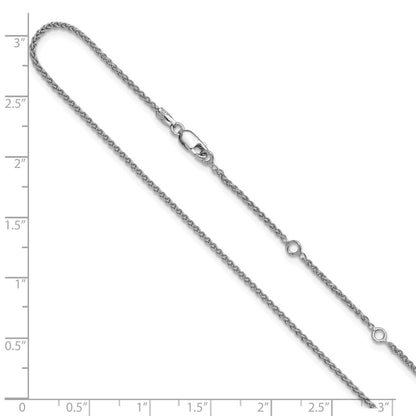 18 Inch Sterling Silver Rh Plated 1.5mm Spiga 1In+1In Adjustable Chain Necklace