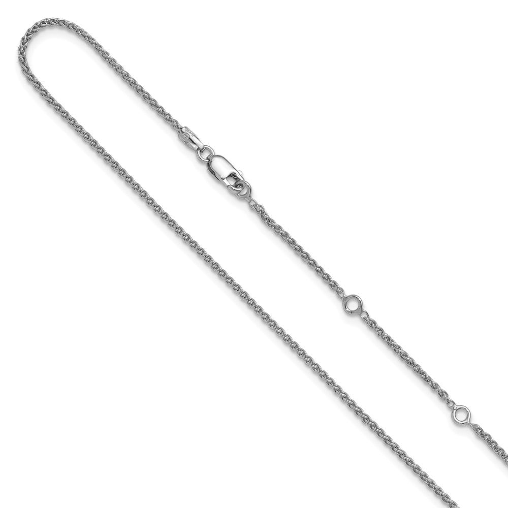 18 Inch Sterling Silver Rh Plated 1.5mm Spiga 1In+1In Adjustable Chain Necklace