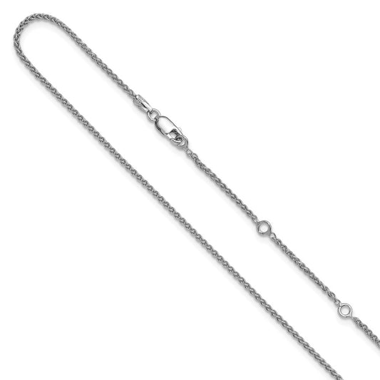 18 Inch Sterling Silver Rh Plated 1.5mm Spiga 1In+1In Adjustable Chain Necklace