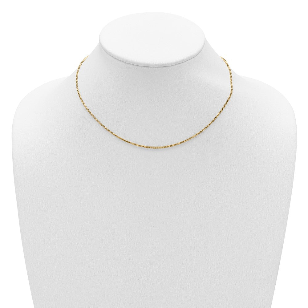 18 Inch Gold Plated Sterling Silver 1.5mm Spiga 1In+1In Adjustable Chain Necklace