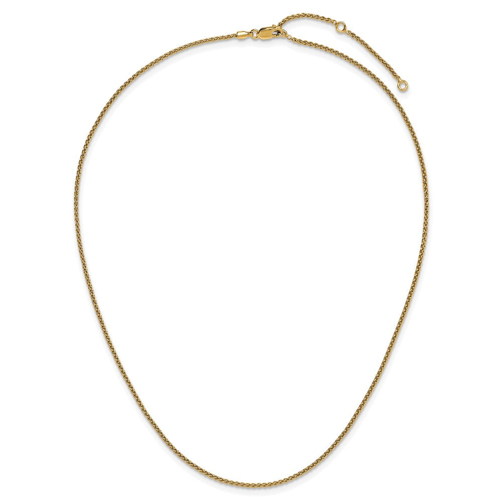 18 Inch Gold Plated Sterling Silver 1.5mm Spiga 1In+1In Adjustable Chain Necklace