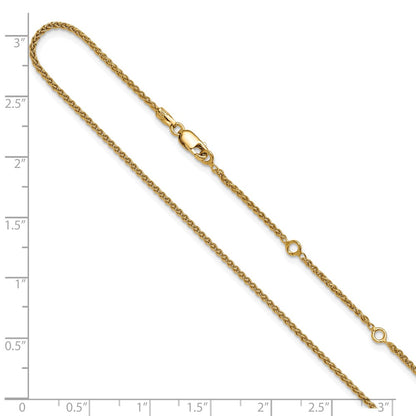 18 Inch Gold Plated Sterling Silver 1.5mm Spiga 1In+1In Adjustable Chain Necklace