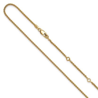18 Inch Gold Plated Sterling Silver 1.5mm Spiga 1In+1In Adjustable Chain Necklace