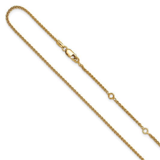 18 Inch Gold Plated Sterling Silver 1.5mm Spiga 1In+1In Adjustable Chain Necklace