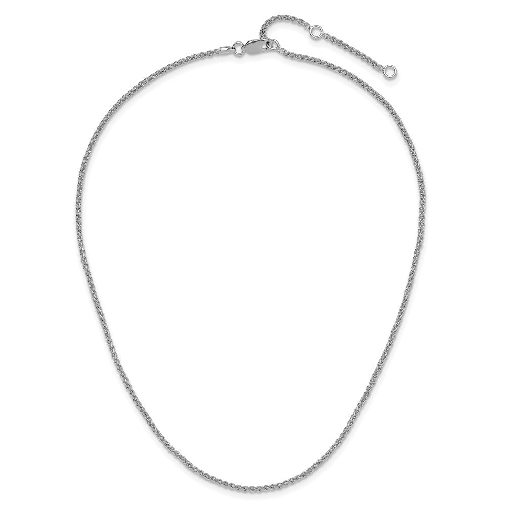 18 Inch Sterling Silver Rh Plated 1.6mm Spiga 1In+1In Adjustable Chain Necklace