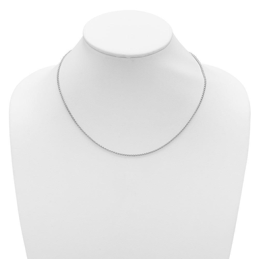 18 Inch Sterling Silver Rh Plated 1.6mm Spiga 1In+1In Adjustable Chain Necklace