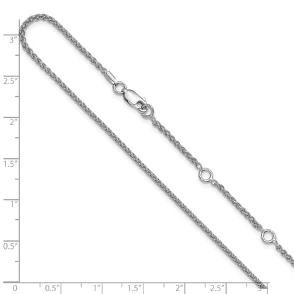 18 Inch Sterling Silver Rh Plated 1.6mm Spiga 1In+1In Adjustable Chain Necklace