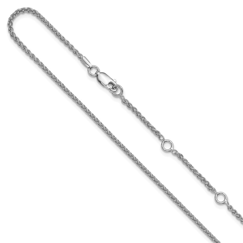 18 Inch Sterling Silver Rh Plated 1.6mm Spiga 1In+1In Adjustable Chain Necklace