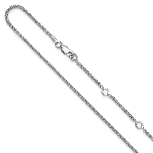 18 Inch Sterling Silver Rh Plated 1.6mm Spiga 1In+1In Adjustable Chain Necklace
