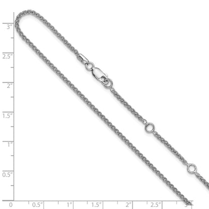 18 Inch Sterling Silver Rh Plated 1.9mm Spiga 1In+1In Adjustable Chain Necklace