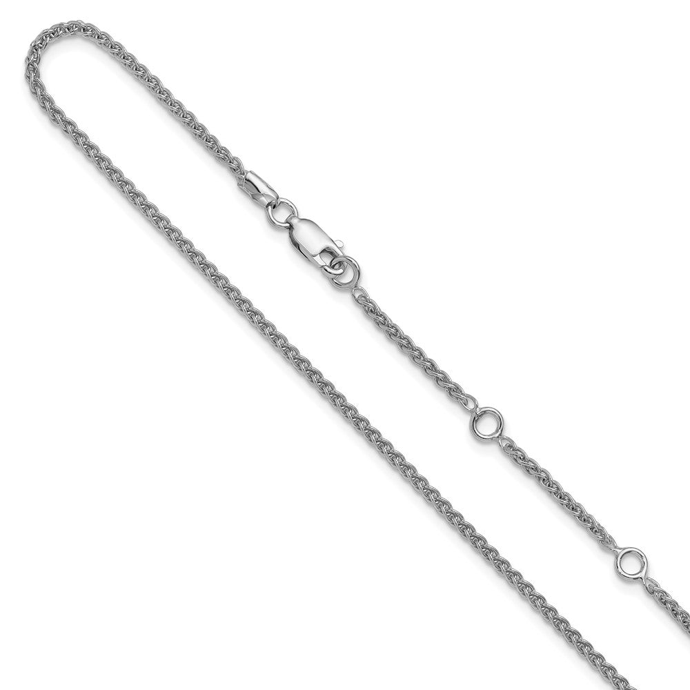 18 Inch Sterling Silver Rh Plated 1.9mm Spiga 1In+1In Adjustable Chain Necklace