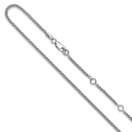 18 Inch Sterling Silver Rh Plated 1.9mm Spiga 1In+1In Adjustable Chain Necklace
