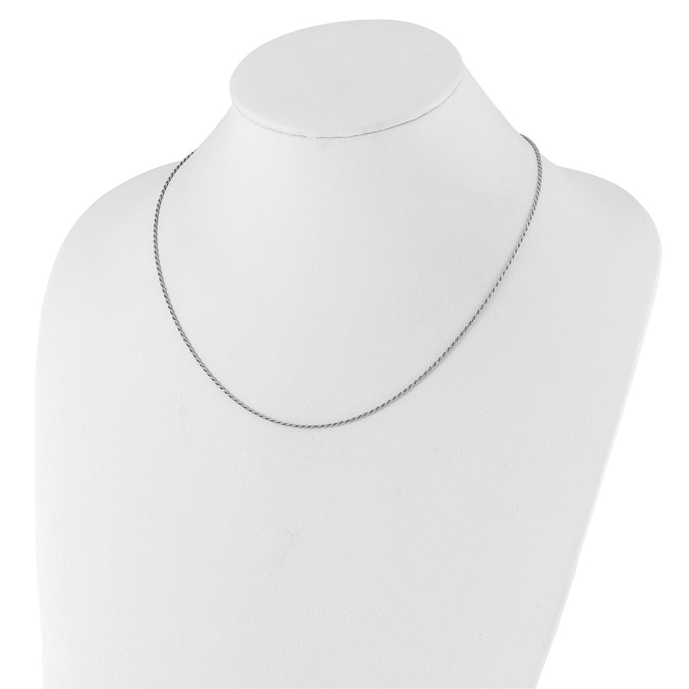 36 Inch Sterling Silver Rh Plated Adjustable 1.4mm D/C Rope Chain Necklace