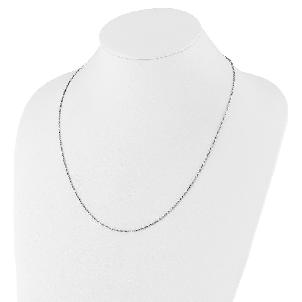 36 Inch Sterling Silver Rh Plated Adjustable 1.4mm D/C Rope Chain Necklace