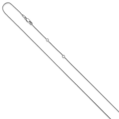 18 Inch Sterling Silver Rh Plt 1mm D/C Spiga 1In+1In Adjustable Chain Necklace