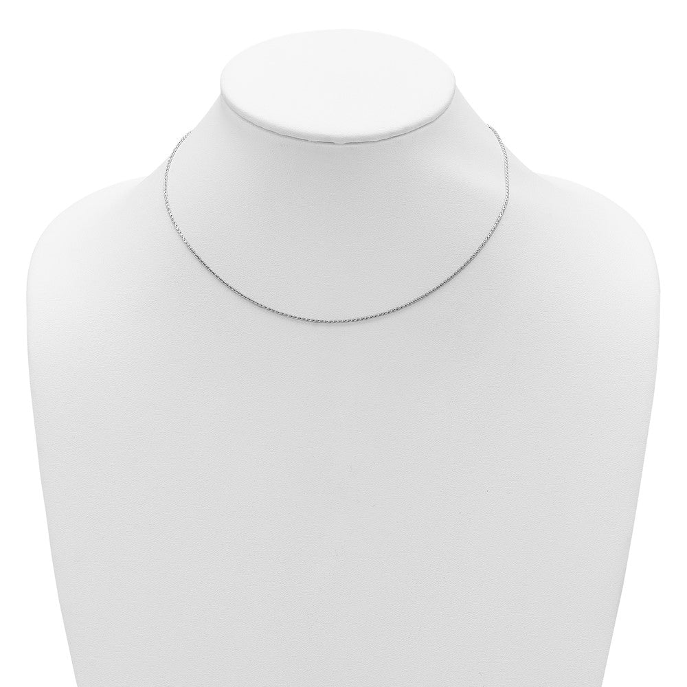 18 Inch Sterling Silver Rh Plt 1mm D/C Spiga 1In+1In Adjustable Chain Necklace