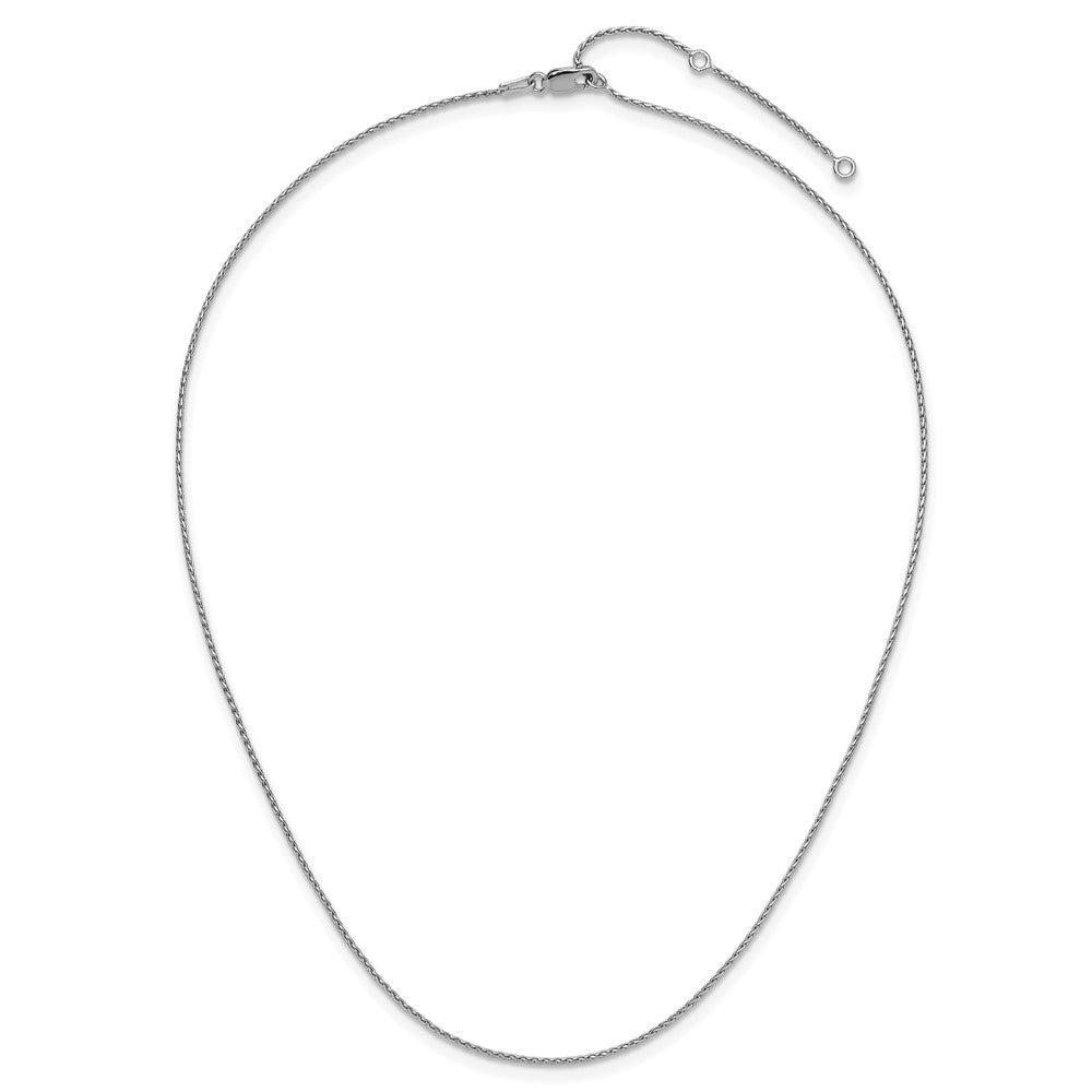 18 Inch Sterling Silver Rh Plt 1mm D/C Spiga 1In+1In Adjustable Chain Necklace