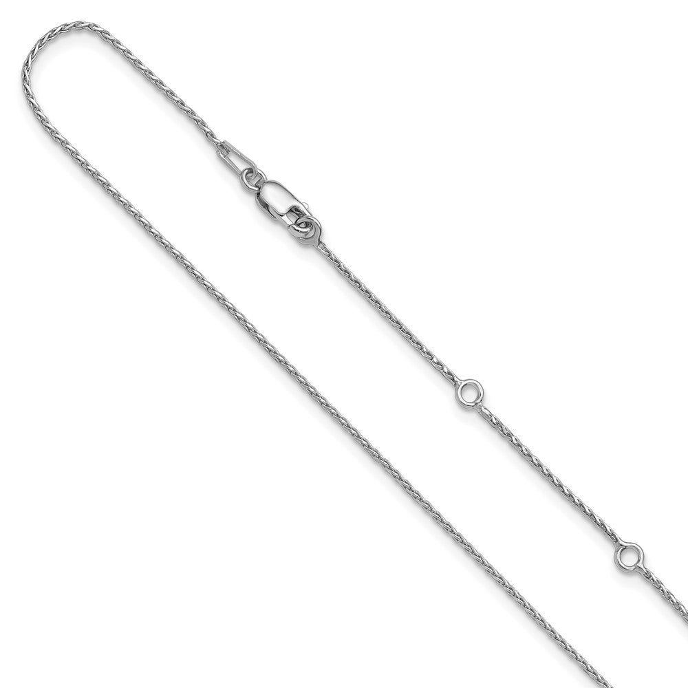 18 Inch Sterling Silver Rh Plt 1mm D/C Spiga 1In+1In Adjustable Chain Necklace