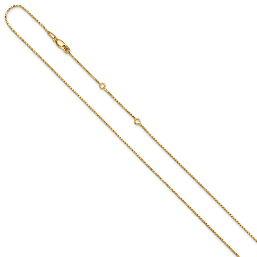 18 Inch Gold Plated Sterling Silver 1mm D/C Spiga 1In+1In Adjustable Chain Necklace