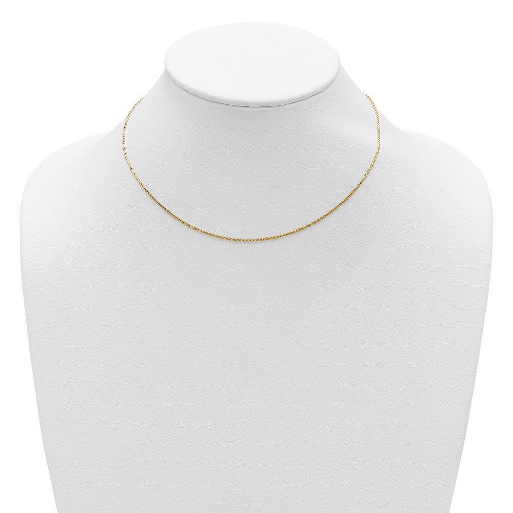 18 Inch Gold Plated Sterling Silver 1mm D/C Spiga 1In+1In Adjustable Chain Necklace