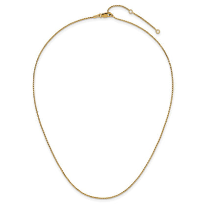 18 Inch Gold Plated Sterling Silver 1mm D/C Spiga 1In+1In Adjustable Chain Necklace