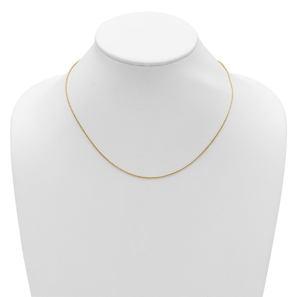 18 Inch Gold Plated Sterling Silver 1mm D/C Spiga 1In+1In Adjustable Chain Necklace