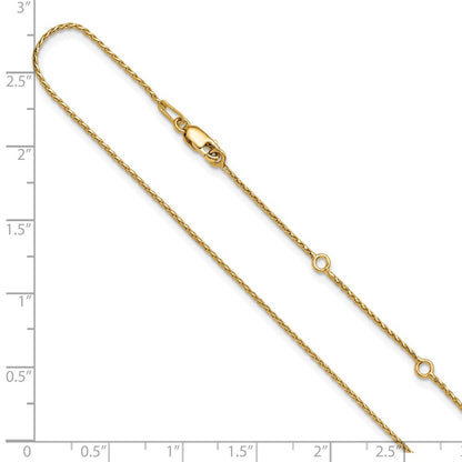 18 Inch Gold Plated Sterling Silver 1mm D/C Spiga 1In+1In Adjustable Chain Necklace