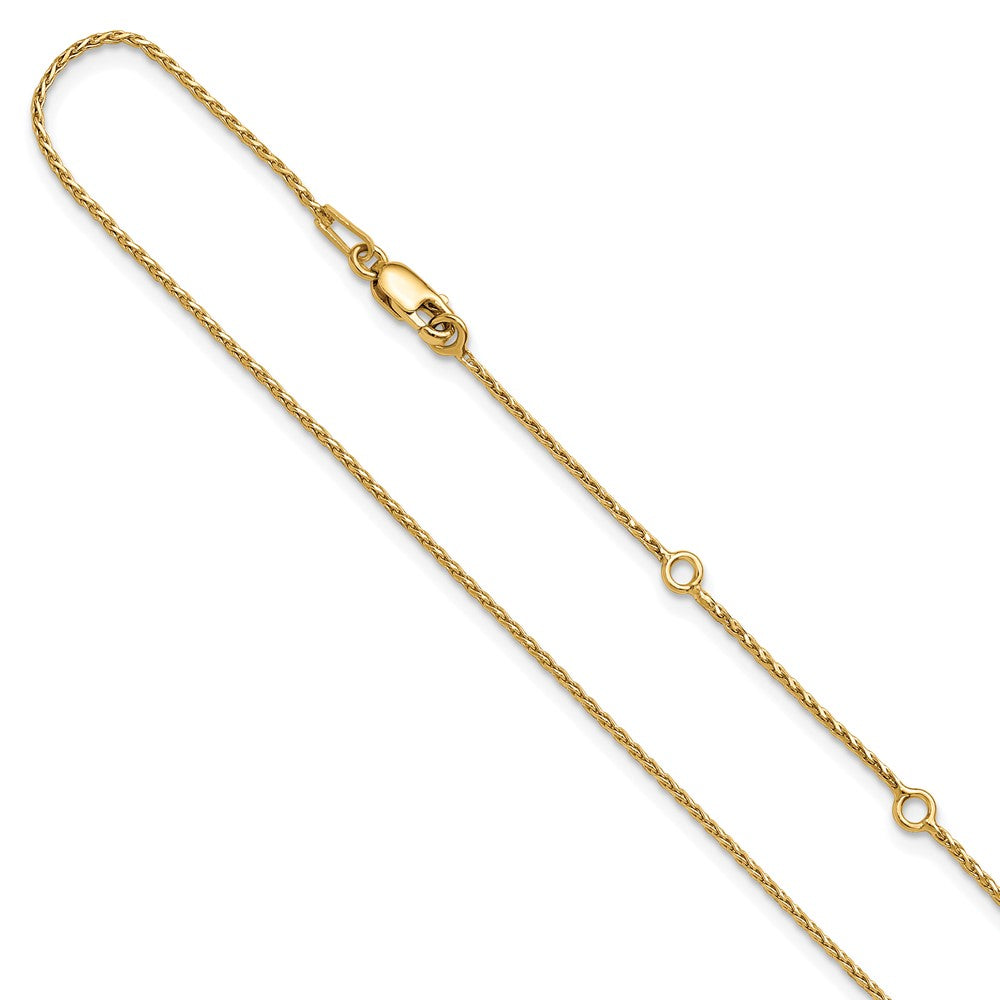 18 Inch Gold Plated Sterling Silver 1mm D/C Spiga 1In+1In Adjustable Chain Necklace